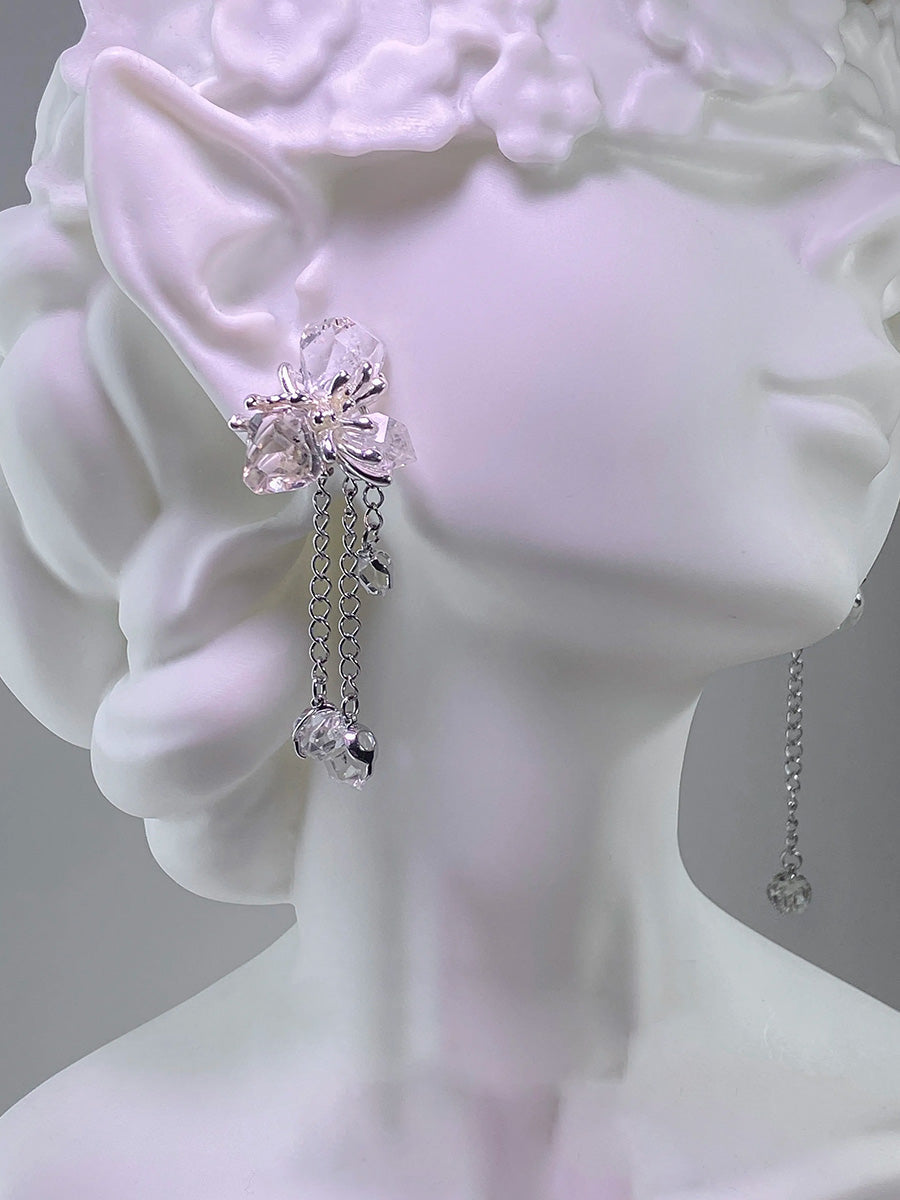 Calm Blossom Tassel Clear Quartz Stud Earrings | Sterling Silver Inner Balance