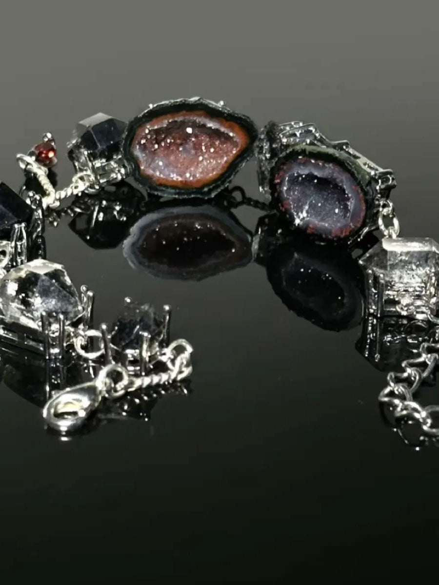 Grounding Clarity Geode Bracelet | Sterling Silver & Raw Crystal Jewelry