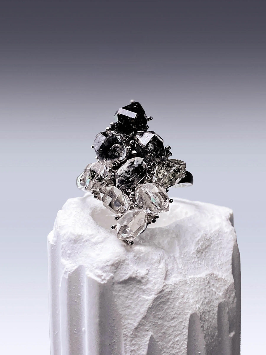 Cleansing Guardian Starlit Clear Quartz Ring | Sterling Silver Energy Shield