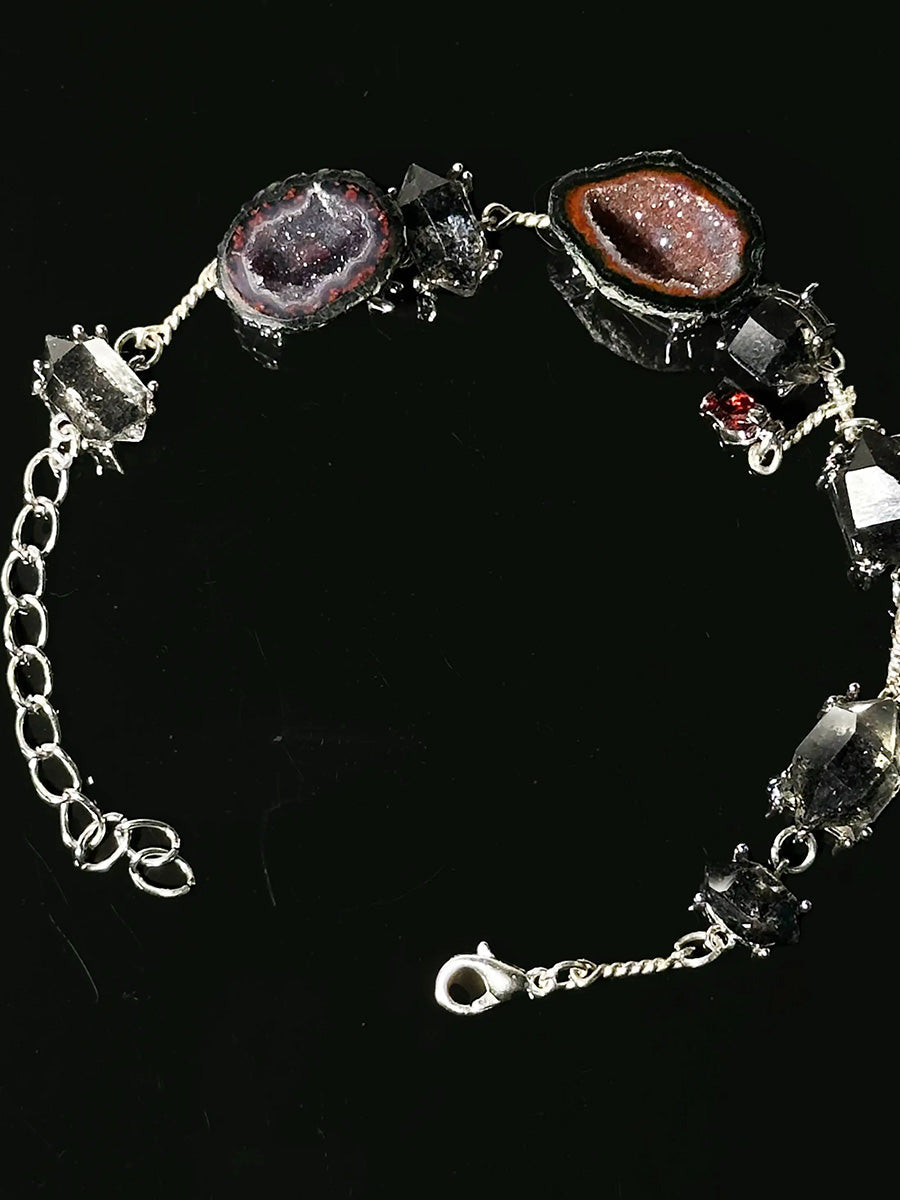 Grounding Clarity Geode Bracelet | Sterling Silver & Raw Crystal Jewelry