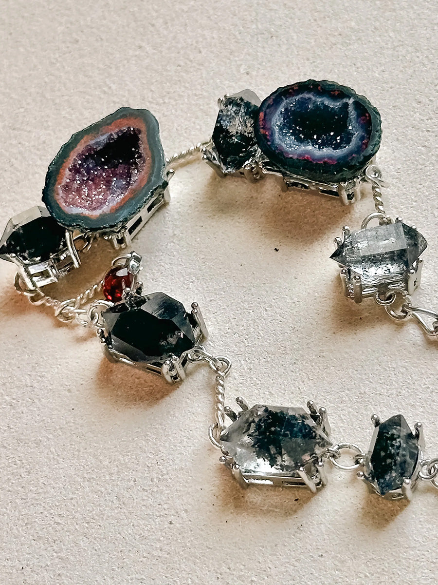 Grounding Clarity Geode Bracelet | Sterling Silver & Raw Crystal Jewelry