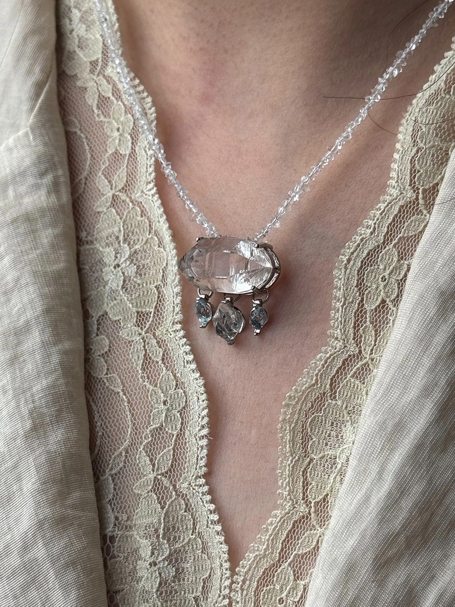 Purity Cloud Crystal Necklace | Sterling Silver Jewelry for Cleansing & Inner Clarity