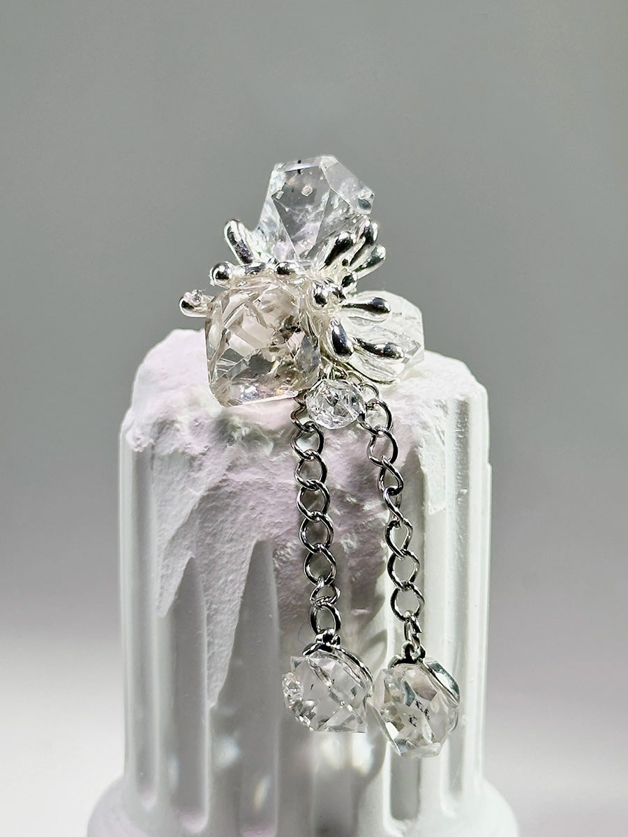 Calm Blossom Tassel Clear Quartz Stud Earrings | Sterling Silver Inner Balance