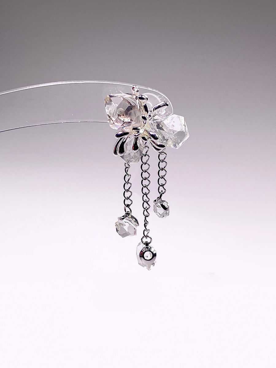 Calm Blossom Tassel Clear Quartz Stud Earrings | Sterling Silver Inner Balance