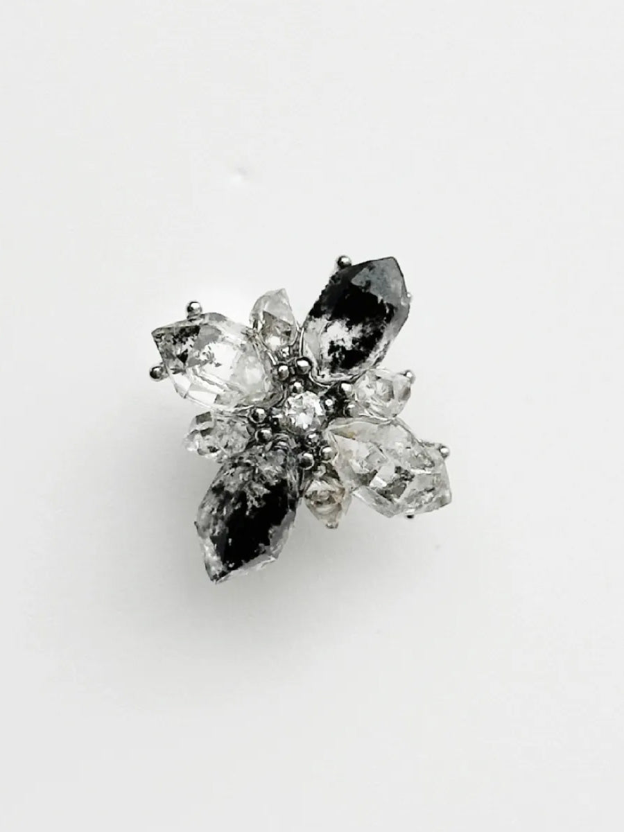 Clarity Guardian Clear Quartz Studs | Winter Bloom Sterling Silver Design